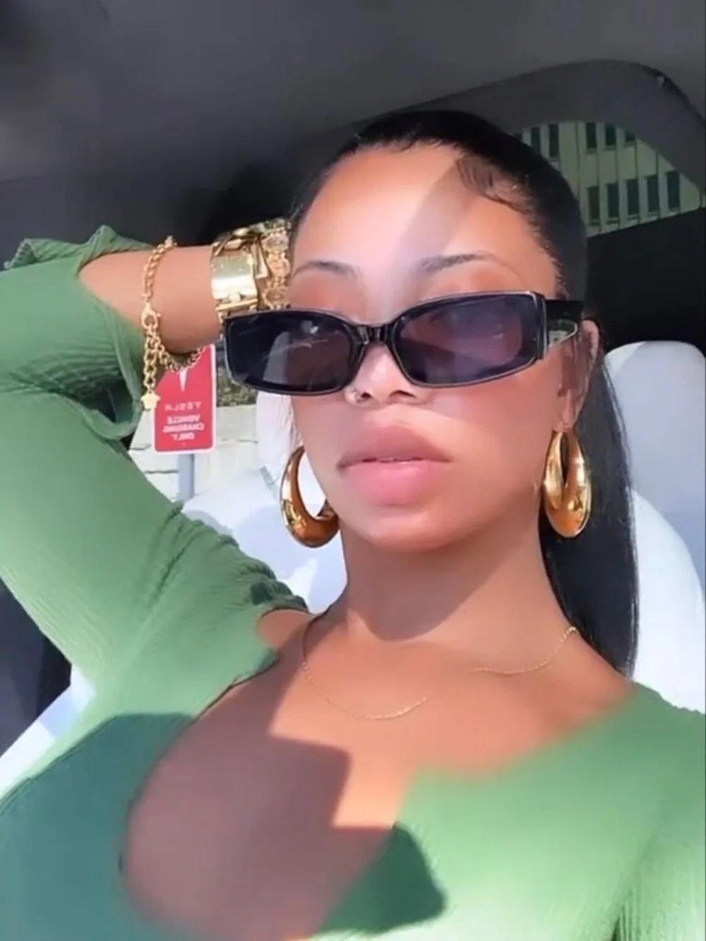 Classic Black Rectangular Women’s Sunglasses